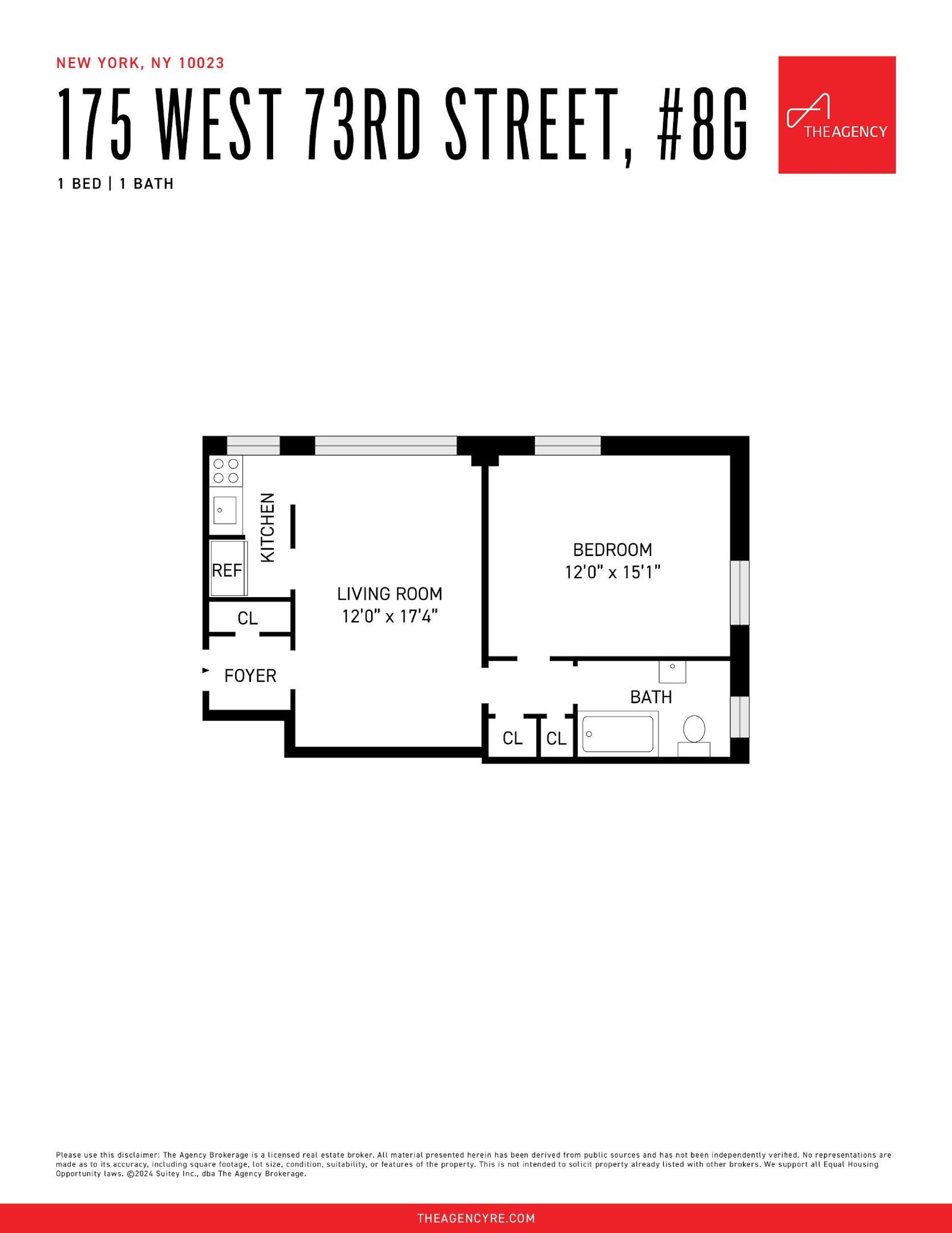 Floor plan of 175 W 73rd Street 8-G