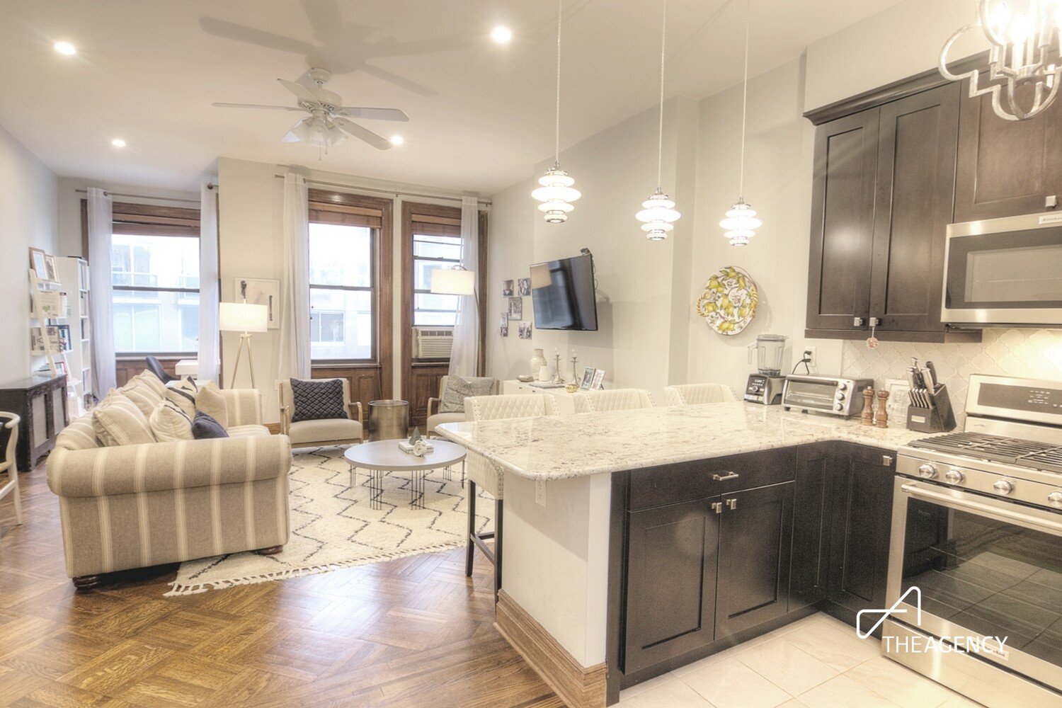 Open living room and kitchen at 259 W 90th St #4