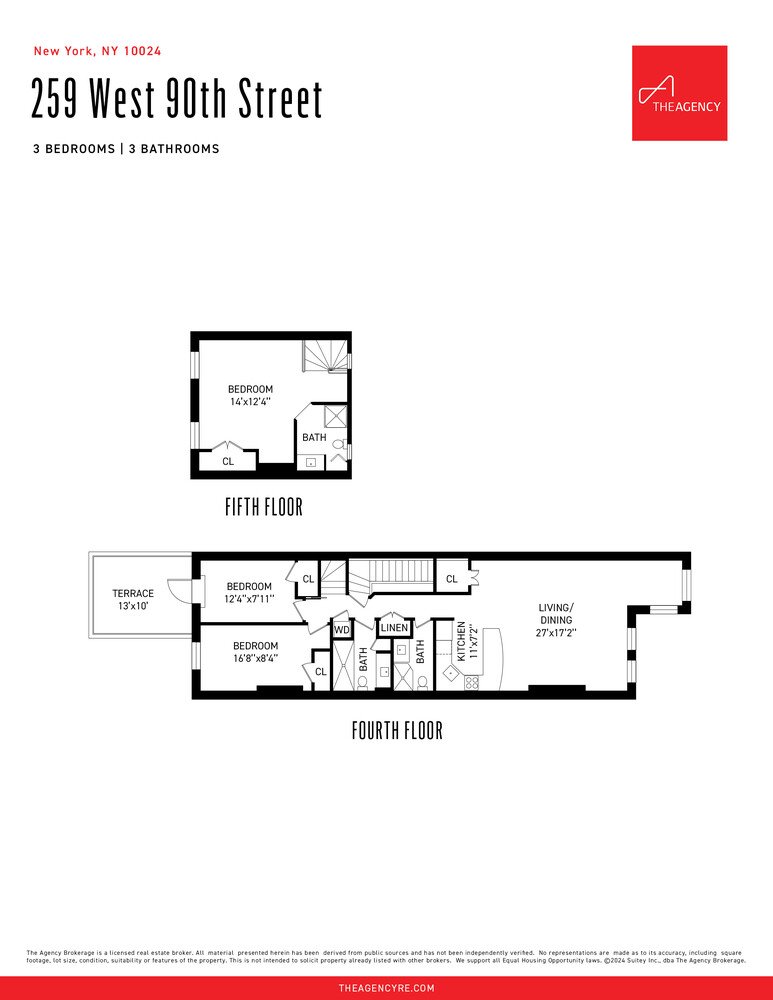 Floor plan of 259 W 90th St #4: fourth and fifth floors