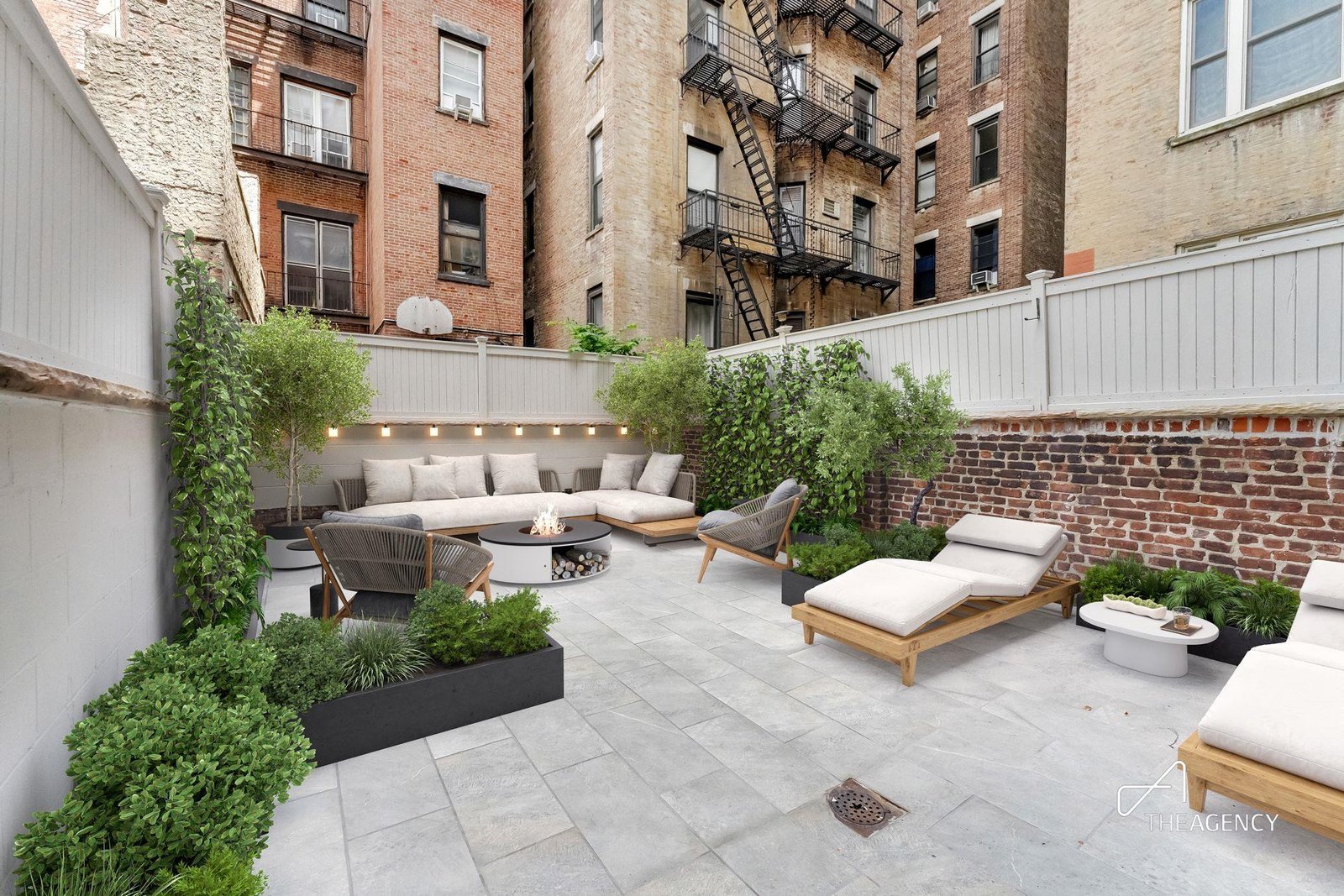 Paved patio with outdoor seating at 259 W 90th Street TWNH